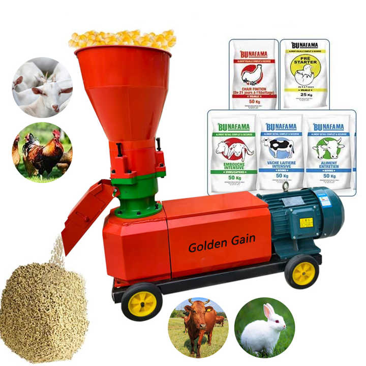 Animal Pellet Feed Mill Grinder Maker Machine, Diervoeder Pelletizer, Pellet Voeder Druk voor Boerderij Kip Koe met 4 Rollers, 220V (2.5MM