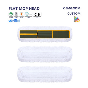 Mop per Pulizia Commerciale per Hotel e Palestre, in Cotone, per Polvere e Pavimenti, Rettangolare Piatto, con Testa in Alluminio, per Uso Bagnato e Asciutto - Product Image 1