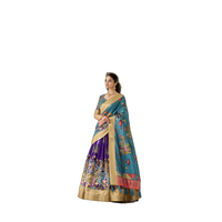 Lehenga Choli indien ethnique bleu de style vintage pour femmes, coupe ample, tenue traditionnelle pour les festivals et les fêtes, avec un tissu musulman à séchage rapide