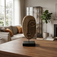 Masque tribal africain en bois sculpté à la main, ornement de table, statue ethnique vintage, décoration de bureau pour la maison, le bar, cadeau d'anniversaire