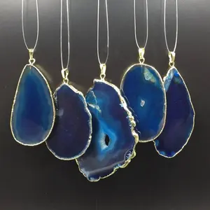 Wholesale Blue Agate Slice Pendant | Agate Pendant