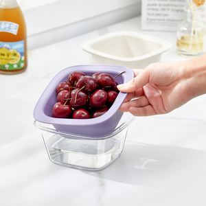 Bol de lavage et d'égouttage double couche pour fruits et légumes, passoire en PET, mini panier d'égouttage en plastique pour aliments - Product Image 2