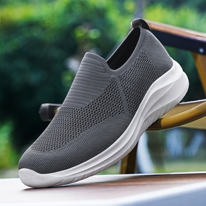 Zapatos de punto de malla para hombre, tallas grandes, sin cordones, transpirables, zapatillas casuales, calzado ligero para el día a día y caminar - Product Image 3