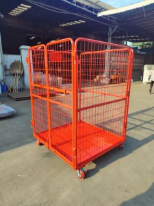 Conteneur à roulettes en métal pliable robuste pour entrepôt, cage à roulettes logistique empilable pour supermarché - Product Image 1
