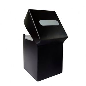 Boîte de rangement en carton noir mat à coins carrés, portable, pour jeux, avec couvercle à charnière et fenêtre - Product Image 1