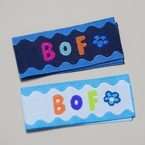 Tùy Chỉnh Mật Độ Cao Damask Dệt Dệt Nhãn Tag End Gấp Thương Hiệu Tư Nhân Màu Đen May Tag Logo - Product Image 4