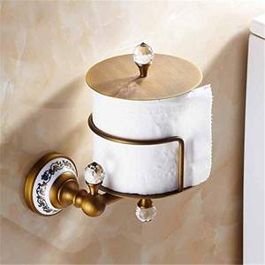 Compre un portarrollos de papel higiénico con acabado dorado, estilo antiguo, hecho de metal, para baño. - Product Image 1