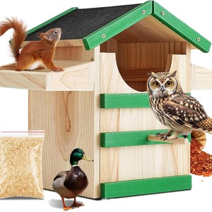 Casa para pájaros de madera maciza 35.6x21.6x21.6cm, caja de nido colgante para exteriores, comedero de jardín para pájaros - Product Image 2