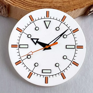 Cadran de montre vierge de 33,5 mm sans logo, cadran vert lumineux, aiguilles à bord noir pour mouvements de montre ETA2824 et série <span class=keywords><strong>NH</strong></span>, pièces de montre - Product Image 2