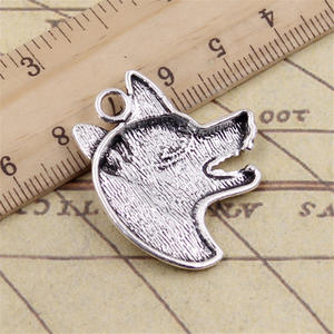 Dijes Lobo Perro <span class=keywords><strong>Wolfhound</strong></span> 35x30mm Colgantes de color plata tibetana Fabricación de joyas antiguas DIY Artesanía hecha a mano - Product Image 3