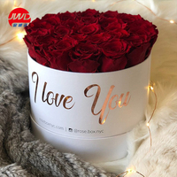 Boîte à fleurs ronde en papier de luxe avec couvercle