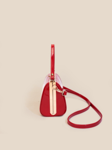 <strong>Red</strong> PU <strong>Leather</strong> Handbag Women Vintage Metal Frame Top Handle Crossbody Shoulder Bag Evening Clutch <strong>Purse</strong> - Product Image 4