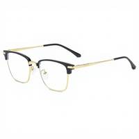 Lunettes de lecture unisexe anti-lumière bleue, demi-cerclées, en métal, à monture rectangulaire, motif géométrique, 9314
