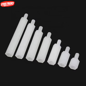 Fixations, goujons, tiges filetées, nouveau plastique fileté PA 66 blanc, entretoise pour circuit imprimé, vis femelle à mâle, goujons hexagonaux en nylon filetés - Product Image 1
