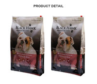 Sachet à soufflet latéral avec fermeture éclair supérieure, emballage barrière haute qualité de qualité alimentaire pour sachet de friandises pour chien, pour aliments pour chien Black Hawk 10kg