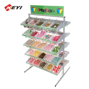 حامل عرض حلوى مخصص 5 طوابق منصة عرض حلوى معدنية كبيرة للسوبر ماركت مناسبة لرف عرض داخل المتجر