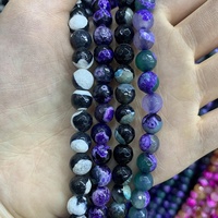 Perles en pierre d'agate de feu facettées faites à la main en gros, 6, 8, 10, 12 mm, rondes, colorées, tendance, pour la fabrication de bijoux DIY