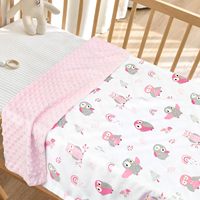 Couverture pour bébé en tissu minky doux et pelucheux avec dos à pois, jolie couverture à motif d'hibou pour tout-petits et nouveau-nés 75x100cm