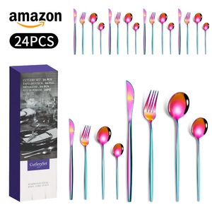 24PCS Ensemble de couverts en acier inoxydable pour restaurant occidental portable de voyage à domicile Portuga vente en gros - Product Image 4