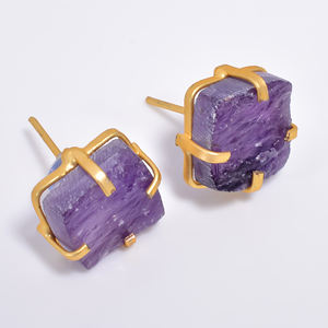 ต่างหูอัญมณีชุบทอง14K สำหรับผู้หญิงสวยๆเครื่องประดับทองเหลืองอัญมณีออกแบบได้ตามต้องการ - Product Image 3