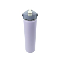Bouteille isotherme de sport de luxe violette en acier inoxydable de 24 oz avec poignée souple et couvercle anti-fuite, durable pour les voyages en extérieur