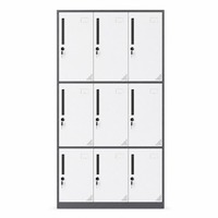 Casier de rangement en acier à 9 portes, armoire métallique 1850x900x420mm, casier thermolaqué pour bureau, usine, salle de sport, vestiaire