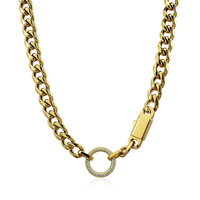 Collier unisexe en acier inoxydable plaqué or 18 carats avec zircon, design unique, chaîne cubaine, anti-allergie, bijoux cadeaux, nouveauté