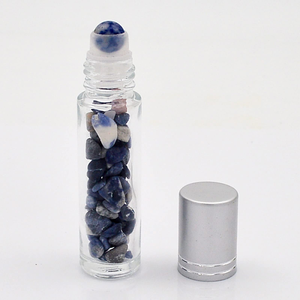 Envase Cosmético de 10 ml, Botella Redonda Transparente para Suero para Ojos, Aceite Esencial, Perfume, Botella de Vidrio con Rodillo de Piedras Preciosas - Product Image 5