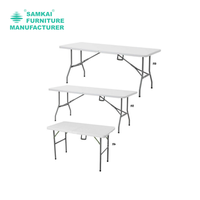 Table pliante rectangulaire en plastique HDPE - Table de repas portable pour l'extérieur avec un design moderne pour les hôtels et les événements