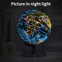 Globo Terráqueo Giratorio Educativo de Geografía de 8 Pulgadas con Iluminación Blanca, Globo Mundial con Soporte, Globo Terráqueo para Niños, Herramienta de Enseñanza
