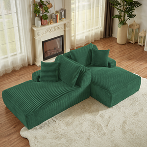 Compressible Double Chaise Lounge Set-Fluffy Modern Memory Foam Sleeper Loveseat No Assembly Required Apartment & Hotel Use - Product Image 2