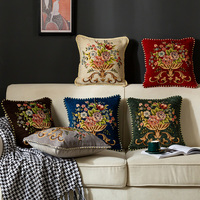 Chenille tissu Jacquard housse de coussin Vintage européen grand luxe carré taie d'oreiller de sol