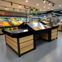 Lichtgewicht, duurzaam houten displayrek voor groenten, fruit en producten voor supermarkten en levensmiddelenwinkels
