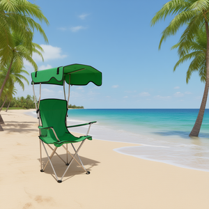 Silla de Playa Plegable con Toldo, Marco de Aluminio, Tela Oxford, con Portavasos, para Protección Solar al Aire Libre, Camping y Piscina - Product Image 2