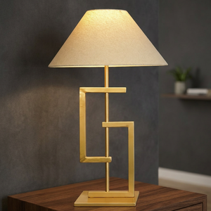 Lampe de table en aluminium doré E26 AC écologique Art Déco avec abat-jour en forme de tambour et LED pour le salon, décoration de la maison - Product Image 3