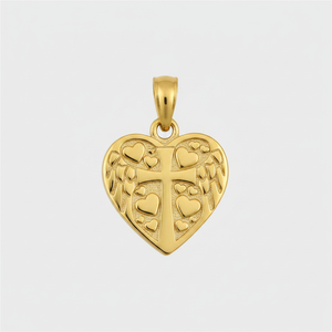 Ciondolo in Acciaio Inossidabile Placcato Oro 12x37mm, Stile Religioso Carino con Motivo a Cuore per Creazione di Gioielli - Product Image 2