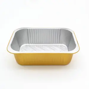 3000ml Rectangular Deep Aluminum Cake Tin Pans Disposable Foil Containers For Food Packaging Golden Color-for Thicken Foods