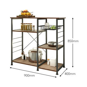 Support de cuisine multifonctionnel Grille de <span class=keywords><strong>boulanger</strong></span> Organisateur Cadre en acier Étagère d'organisation de four à micro-ondes avec crochets et panier - Product Image 2