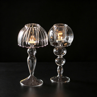Europäischer Kreativer Regenschirm-förmiger Gestreifter Glas-Kerzenhalter Klare Tischlampe Teelichthalter für Heim-Deko Hochzeit