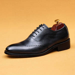 Chaussures habillées pour hommes en cuir véritable, style Oxford, brillantes, à bout pointu, à lacets, couleur unie, pour le travail, toutes saisons, respirantes, semelle extérieure en caoutchouc - Product Image 6
