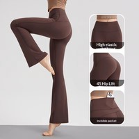 Leggings de yoga évasés sans couture pour femme, taille haute, effet push-up, sensation seconde peau, coupe ajustée, jambe large, avec logo personnalisé, vente en gros