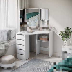 Luxury Custom Wood Panel Modern Bedroom Durable 3-Tier 5-Drawer Mirror Custom Color USA Origin Makeup Vanity - Product Image 1