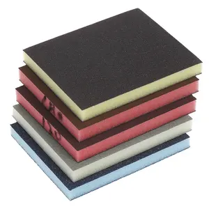 High Quality 120*100*12mm Double Side Abrasive Polishing Sponge Sandpaper Sanding Block Sanding Sponge Pad