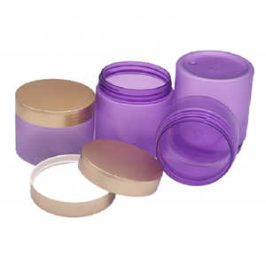 Empty Plastic Cream Jar Purple Frosted Face Facial Mudpack Pots Body Butter 100 120 150 200 250g PET Plastic Jar with Gold Lid