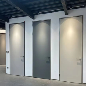 Puerta de madera de aluminio minimalista con marco invisible Puerta de madera de dormitorio de borde extremadamente estrecho de madera maciza ecológica - Product Image 1