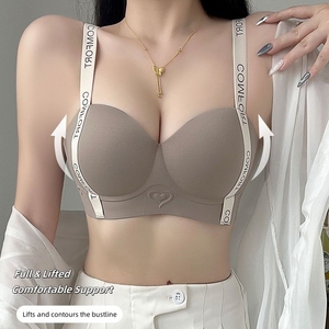 Vendita calda senza fili reggiseno senza soluzione di continuità per le donne, <span class=keywords><strong>Push</strong></span>-<span class=keywords><strong>Up</strong></span> lato di supporto raccoglie il reggiseno con motivo a lettera regolabile di sollevamento - Product Image 3