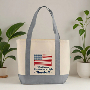Custom Softball League Team Building Gift <b>Large</b> Capacity <b>Canvas</b> <b>Bag</b> Two Tone Boat Tote 12 OZ Heavy Gusseted Shopping <b>Bag</b> - Product Image 2