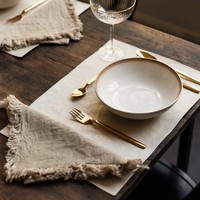 Set de table rectangulaire en papier kraft lavable avec bords cousus pour restaurant, café et maison