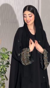 Personalizado Abaya Turquía <span class=keywords><strong>ropa</strong></span> islámica lujo elegante Petite Abaya mujeres musulmán vestido Dubai volante mangas satén Abaya - Product Image 3