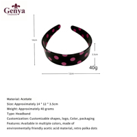 Serre-tête Genya personnalisé rétro à grands pois en acétate, écologique, à large bord, pour femmes, accessoires de maquillage et de coiffure